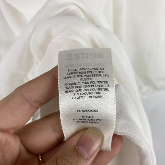 Aritzia Wilfred Womens Dress Size S Cream Smocked Puff Sheer Sleeve Tiered - Picture 7 of 11